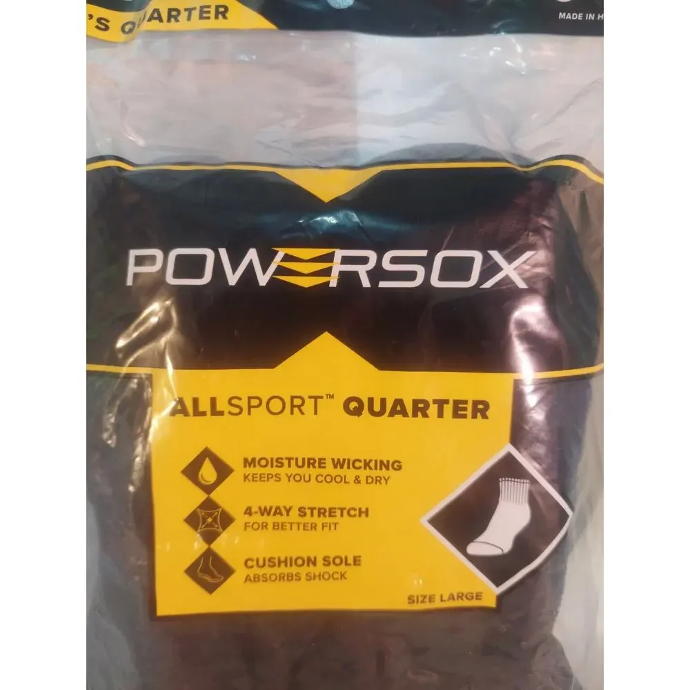 Powersox AllSport Men’s No Show Socks 12 Pairs Black Sizes 6-12